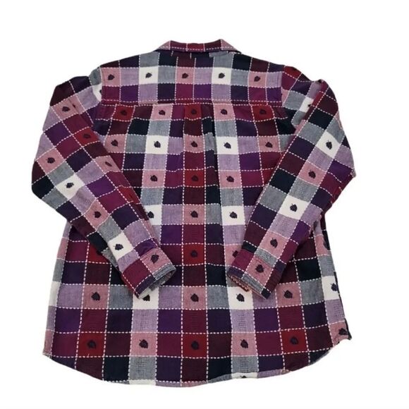 Vintage 80s Cabin Creek Checkered Plaid Embroidered Grape Longsleeve Shirt Small - Picture 3 of 8